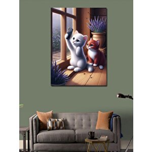 Kanvas Tablo Fotoğraf Çekilen Yavru Kediler 100x140 cm