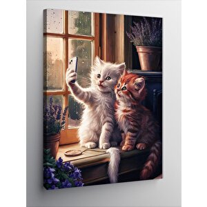 Kanvas Tablo Selfie Çekilen Kediler 70x100 cm