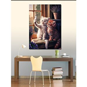 Kanvas Tablo Selfie Çekilen Kediler 70x100 cm