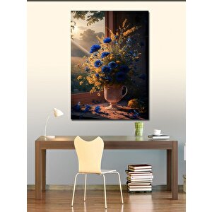 Kanvas Tablo Vazodaki Mavi Çiçekler 70x100 cm
