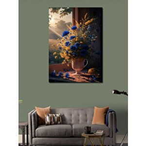 Kanvas Tablo Vazodaki Mavi Çiçekler 70x100 cm