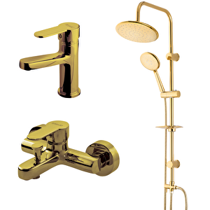 Domino Altın Lavabo,banyo Batartası,duş Ünitesi Set