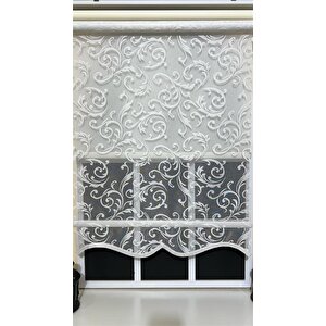 Çift Mekanizmalı Ekru Beyaz Tül Perde Ve Ekru Stor Perde Stb45251-v01 130x260 cm