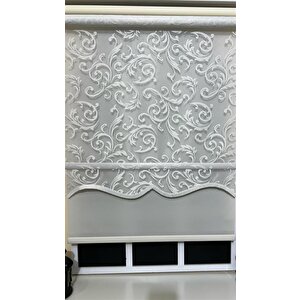 Çift Mekanizmalı Ekru Beyaz Tül Perde Ve Ekru Stor Perde Stb45251-v01 30x200 cm