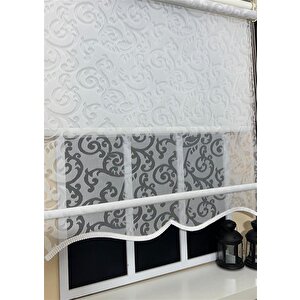 Çift Mekanizmalı Kirli Beyaz Tül Perde Ve Ekru Stor Perde Stb-99 130x260 cm