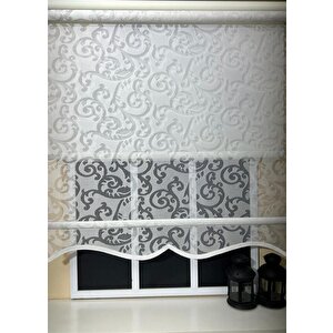 Çift Mekanizmalı Kirli Beyaz Tül Perde Ve Ekru Stor Perde Stb-99 120x200 cm