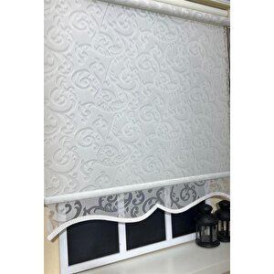 Çift Mekanizmalı Kirli Beyaz Tül Perde Ve Ekru Stor Perde Stb-99 160x260 cm