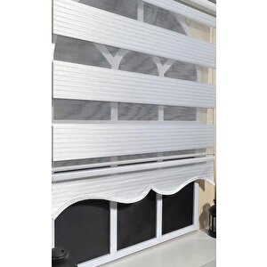 Beyaz Pliseli Zebra Stor Perde Alüminyum Kasalı Al-480 140x260 cm