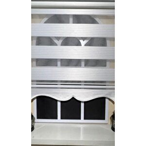 Beyaz Pliseli Zebra Stor Perde Alüminyum Kasalı Al-480 160x200 cm