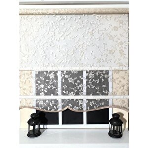 Çift Mekanizmalı Somon Rengi Tül Perde Ve Ekru Stor Perde Stb45248-v111 60x200 cm