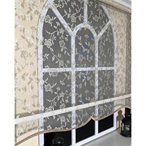 Çift Mekanizmalı Somon Rengi Tül Perde Ve Ekru Stor Perde Stb45248-v111