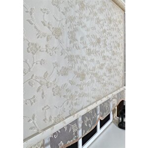 Çift Mekanizmalı Somon Rengi Tül Perde Ve Ekru Stor Perde Stb45248-v111 100x200 cm