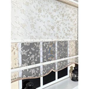 Çift Mekanizmalı Somon Rengi Tül Perde Ve Ekru Stor Perde Stb45248-v111 100x200 cm