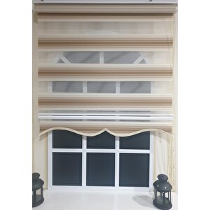 Zebra Stor Plise Renk Geçişli Açık Kahve Etek Dilimli Stb 483 150x260 cm