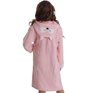Çocuk Bornozu, Pamuklu, Kapüşonlu, Kız Çocuk, Kedi, Pembe (13-14 Yaş)