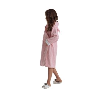 Çocuk Bornozu, Pamuklu, Kapüşonlu, Kız Çocuk, Kedi, Pembe (13-14 Yaş)