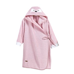 Çocuk Bornozu, Pamuklu, Kapüşonlu, Kız Çocuk, Kedi, Pembe (7-8 Yaş) 7-8 Yaş