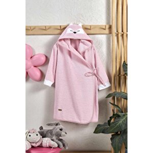 Çocuk Bornozu, Pamuklu, Kapüşonlu, Kız Çocuk, Kedi, Pembe (7-8 Yaş) 7-8 Yaş