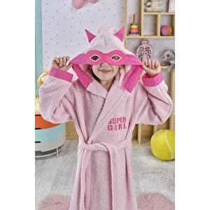 Çocuk Bornozu, Pamuklu, Kapüşonlu, Kız Çocuk, Süperkız (9-10 Yaş) 9-10 Yaş