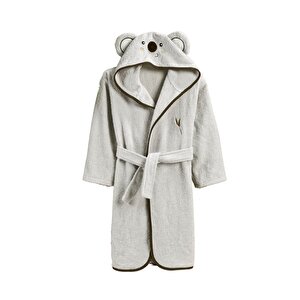 Çocuk Bornozu, Pamuklu, Kapüşonlu, Erkek Çocuk, Koala Ayı, Gri (11-12 Yaş) 11-12 Yaş