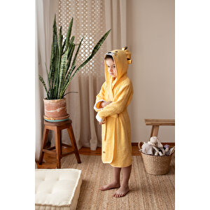 Çocuk Bornozu, Pamuklu, Kapüşonlu, Unisex Çocuk, Aslan, Aslan (9-10 Yaş)