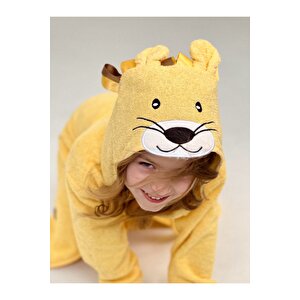 Çocuk Bornozu, Pamuklu, Kapüşonlu, Unisex Çocuk, Aslan, Aslan (9-10 Yaş)