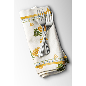 2 Parça Lüks Premium Günlük Çeyizlik Desenli Peçete (50x70) Ananas