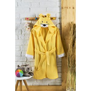 Çocuk Bornozu, Pamuklu, Kapüşonlu, Unisex Çocuk, Aslan, Aslan (1-2 Yaş) 1-2 Yaş