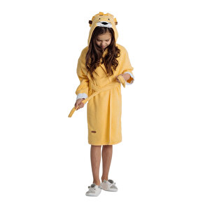 Çocuk Bornozu, Pamuklu, Kapüşonlu, Unisex Çocuk, Aslan, Aslan (1-2 Yaş) 1-2 Yaş