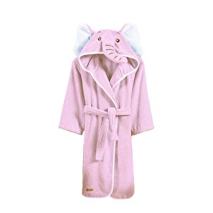 Çocuk Bornozu, Pamuklu, Kapüşonlu, Kız Çocuk, Fil, Pembe (11-12 Yaş) 11-12 Yaş