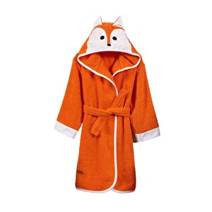 Çocuk Bornozu, Pamuklu, Kapüşonlu, Unisex Çocuk, Tilki, Turuncu (11-12 Yaş) 11-12 Yaş
