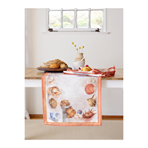 Lüks Premium Günlük Çeyizlik Desenli Runner (45x140) Deniz Kabuğu