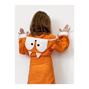 Çocuk Bornozu, Pamuklu, Kapüşonlu, Unisex Çocuk, Tilki, Turuncu (13-14 Yaş)