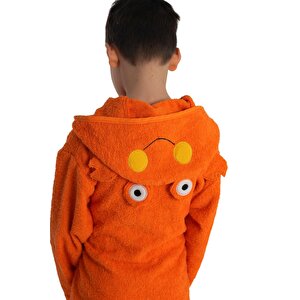 Çocuk Bornozu, Pamuklu, Kapüşonlu, Erkek Çocuk, Yengeç, Turuncu (9-10 Yaş)