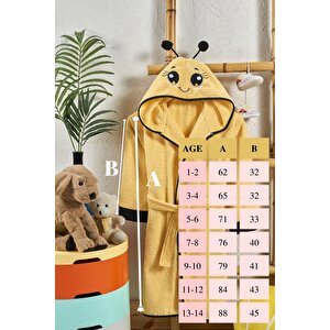 Çocuk Bornozu, Pamuklu, Kapüşonlu, Kız Çocuk, Arı, Sarı (9-10 Yaş)