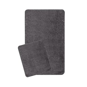 Sadiva Doğal Kaymaz Taban 2'li Banyo Paspası 60x100 - 50x60 Antrasit