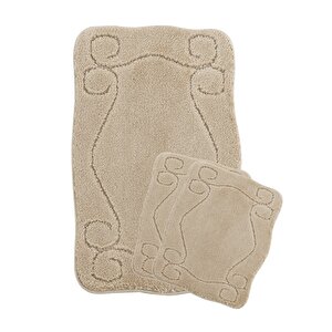 Sebano Elvin Doğal Kaymaz Taban 3’lü Banyo Paspası 60x100 - 50x60 - 50x60 Bej