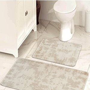 Sadiva Doğal Kaymaz Taban 2'li Banyo Paspası 60x100 - 50x60 Krem