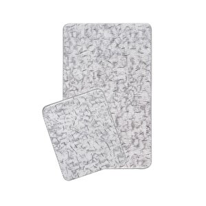 Sadiva Doğal Kaymaz Taban 2'li Banyo Paspası 60x100 - 50x60 Antrasit Gri