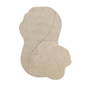 Sebano-shell 3’lü Banyo Halısı 1 Adet 60x100 Cm  + 2 Adet 60x50 Cm Bej