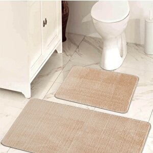 Sadiva Doğal Kaymaz Taban 2'li Banyo Paspası 60x100 - 50x60 Bej