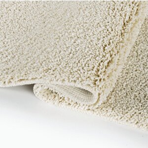 Doğal Kaymaz Taban Yıkanabilir Soft Shaggy  3'lü Banyo Paspası 60x100 - 50x60 - 50x60 Krem