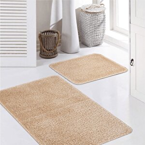 Synergy Doğal Kaymaz Taban 2'li Banyo Paspası 100x60 50x60 Bej