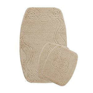 Sebano Zenga Doğal Kaymaz Taban 3’lü Banyo Paspası 60x100 - 50x60 - 50x60 Bej
