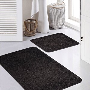 Synergy Doğal Kaymaz Taban 2'li Banyo Paspası 100x60 50x60 Siyah