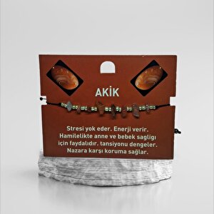 Doğal Taş Bileklik Akik Taşı Bileklik Ayarlanabilir İpli Akik Taşı Agate Taşı Kırmızı Kırık Taş Bileklik