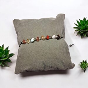Doğal Taş Bileklik Karma Taş Bileklik Ayarlanabilir İpli Mixed Natural Stone Taş Kristalize Kırık Taş Şifalı Bileklik