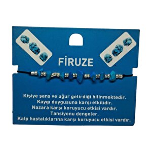 Doğal Taş Bileklik Firuze Taşı Bileklik Ayarlanabilir İpli Firuze Taşı Mavi Kırık Taş Şifalı Bileklik