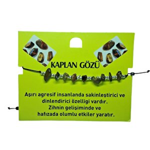 Doğal Taş Bileklik Kaplangözü Taşı Bileklik Ayarlanabilir İpli Kaplan Gözü Taş Kristalize Kırık Taş Şifalı Bileklik