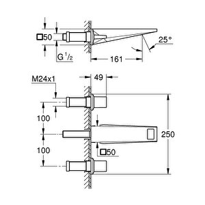 Grohe Allure Brilliant 3 Delikli Lavabo Bataryası 1/2" M-boyut - 20628000
